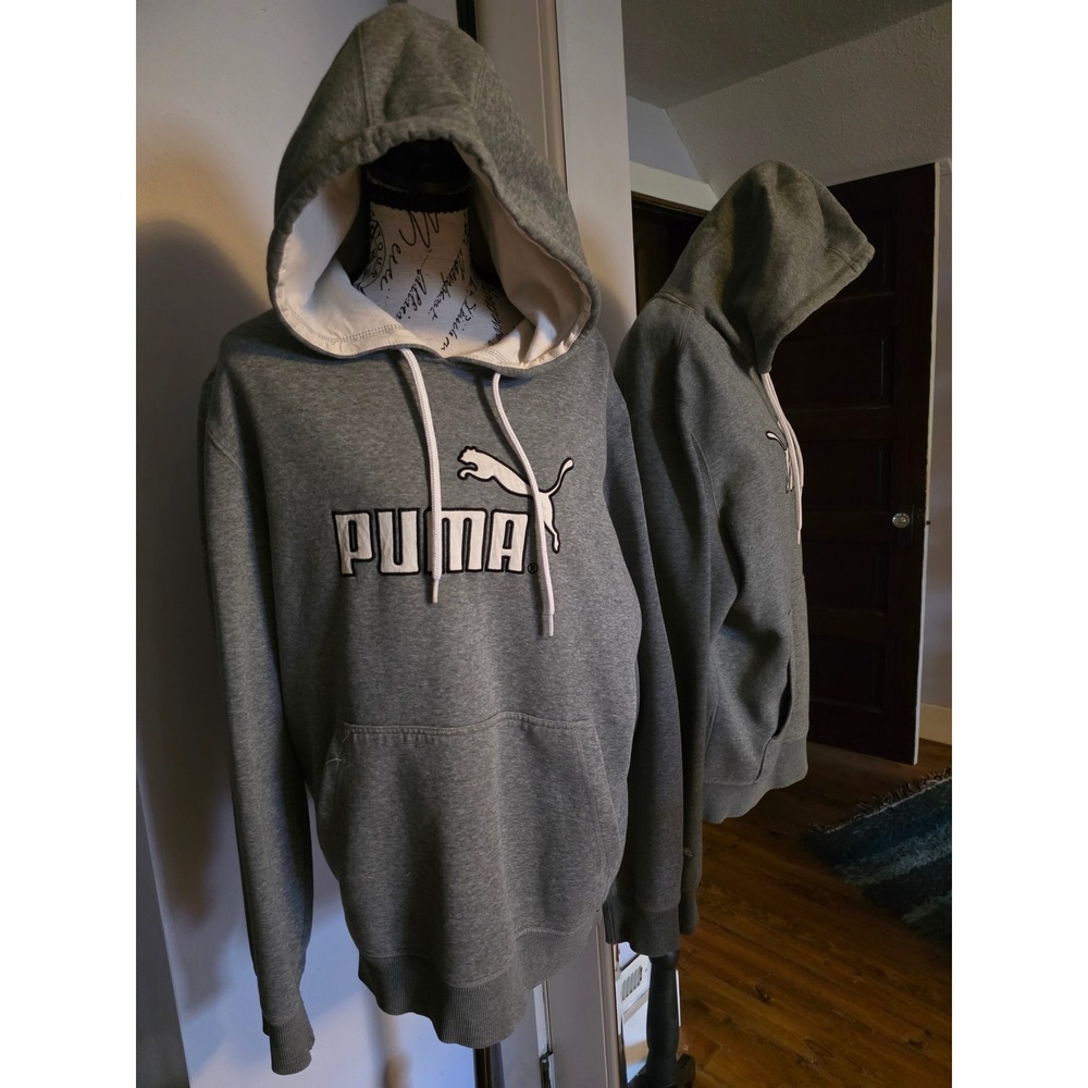 Puma Vintage Sportlifestyle Warm Cell Hoodie Heather Gray Embroidered Logo XL